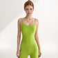 Women's Spaghetti Strap Activewear Tank with Built-In Bra and Seamless Longline Fit for Workout or Yoga