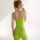 Women's Spaghetti Strap Activewear Tank with Built-In Bra and Seamless Longline Fit for Workout or Yoga