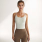 Women's Spaghetti Strap Activewear Tank with Built-In Bra and Seamless Longline Fit for Workout or Yoga