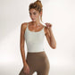 Women's Spaghetti Strap Activewear Tank with Built-In Bra and Seamless Longline Fit for Workout or Yoga