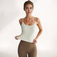 Women's Spaghetti Strap Activewear Tank with Built-In Bra and Seamless Longline Fit for Workout or Yoga