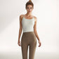 Women's Spaghetti Strap Activewear Tank with Built-In Bra and Seamless Longline Fit for Workout or Yoga