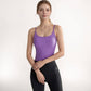 Women's Spaghetti Strap Activewear Tank with Built-In Bra and Seamless Longline Fit for Workout or Yoga