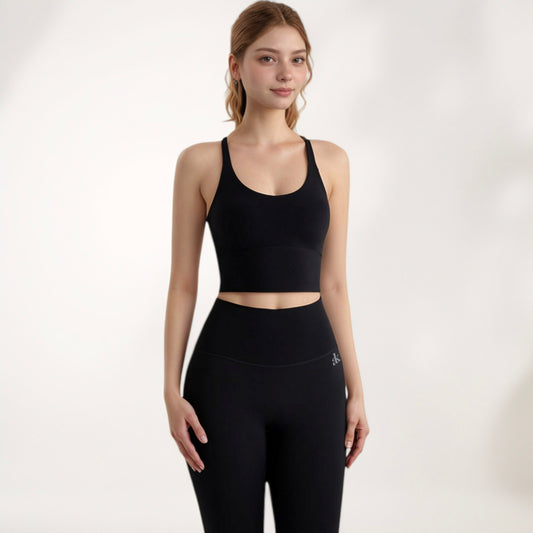 Women's Longline Sports Bra with Scoop Neck and Thin Strap Design for Yoga and Low Impact Workouts
