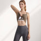 Women's Longline Sports Bra with Double Spaghetti Straps and Layered Scoop Neck for Low Impact Workouts