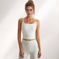 Women's Longline Sports Bra with Double Spaghetti Straps and Layered Scoop Neck for Low Impact Workouts