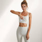 Women's Longline Sports Bra with Double Spaghetti Straps and Layered Scoop Neck for Low Impact Workouts