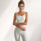 Women's Longline Sports Bra with Double Spaghetti Straps and Layered Scoop Neck for Low Impact Workouts