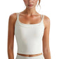 Women's Longline Sports Bra with Double Spaghetti Straps and Layered Scoop Neck for Low Impact Workouts