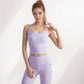 Women's Longline Sports Bra with Double Spaghetti Straps and Layered Scoop Neck for Low Impact Workouts