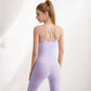 Women's Longline Sports Bra with Double Spaghetti Straps and Layered Scoop Neck for Low Impact Workouts