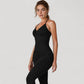 Seamless Padded Cami Tank Top with Ruched Front Detail and Adjustable Halter Straps - Small, Gray