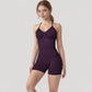 Seamless Padded Cami Tank Top with Ruched Front Detail and Adjustable Halter Straps - Small, Gray