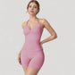 Seamless Padded Cami Tank Top with Ruched Front Detail and Adjustable Halter Straps - Small, Gray