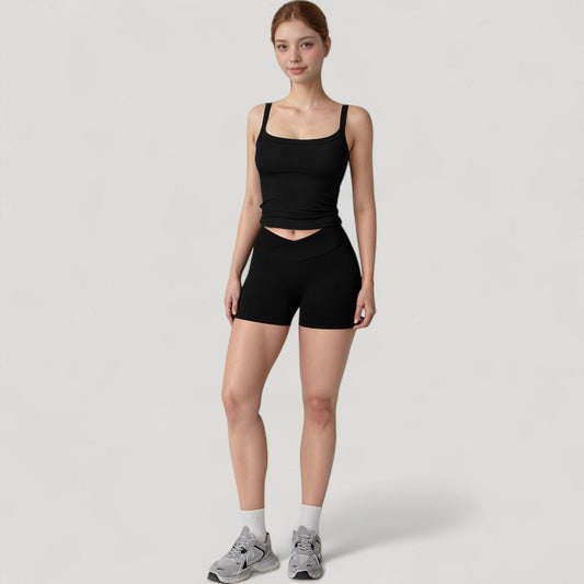 Women's Fitted Stretch Camisole Tank Top with Square Neckline and Thin Shoulder Straps