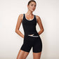 Women's Contrast Trim Cropped Tank Top with Scoop Neck and Stretch Fit for Yoga and Everyday Wear