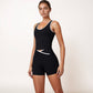 Women's Contrast Trim Cropped Tank Top with Scoop Neck and Stretch Fit for Yoga and Everyday Wear