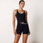 Women's Contrast Trim Cropped Tank Top with Scoop Neck and Stretch Fit for Yoga and Everyday Wear