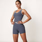 Women's Contrast Trim Cropped Tank Top with Scoop Neck and Stretch Fit for Yoga and Everyday Wear