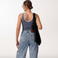Women's Contrast Trim Cropped Tank Top with Scoop Neck and Stretch Fit for Yoga and Everyday Wear
