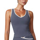 Women's Contrast Trim Cropped Tank Top with Scoop Neck and Stretch Fit for Yoga and Everyday Wear