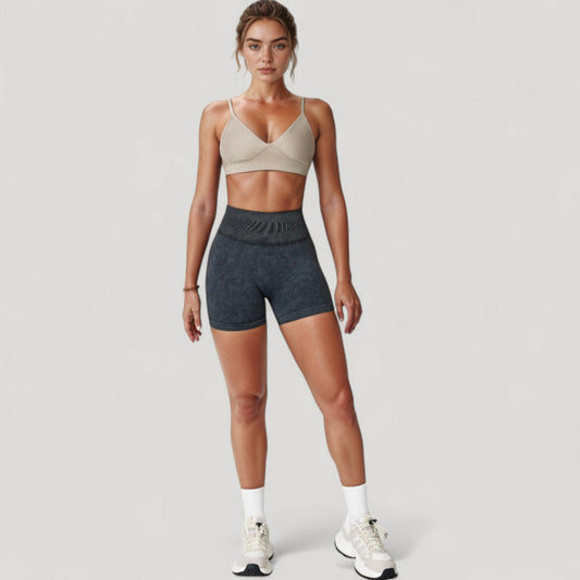 Women's High Waist Ribbed Seamless Biker Shorts with Stretch Fabric and Smooth Fit