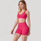 High Waist Seamless Biker Shorts with Wide Waistband and Stretch Fit for Active Comfort - Small, Fuchsia