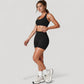 High Neck Sports Bra with Minimalist T-Back Strap Design and Smooth Stretch Compression Fit