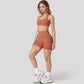 High Neck Sports Bra with Minimalist T-Back Strap Design and Smooth Stretch Compression Fit