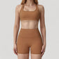 High Neck Sports Bra with Minimalist T-Back Strap Design and Smooth Stretch Compression Fit