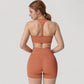 High Neck Sports Bra with Minimalist T-Back Strap Design and Smooth Stretch Compression Fit
