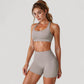 High Neck Sports Bra with Minimalist T-Back Strap Design and Smooth Stretch Compression Fit