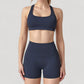 High Neck Sports Bra with Minimalist T-Back Strap Design and Smooth Stretch Compression Fit