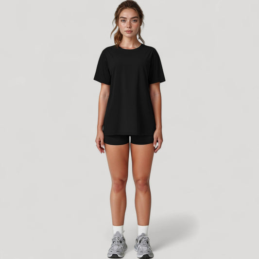 Relaxed Fit Crew Neck T-Shirt with Short Sleeves and Soft Stretch Fabric for Everyday Comfort