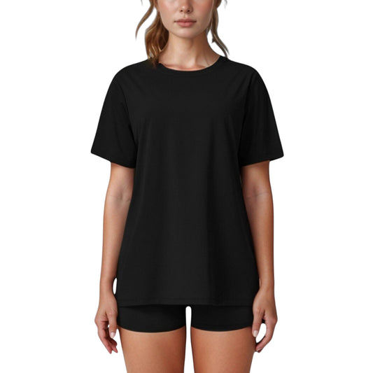 Relaxed Fit Crew Neck T-Shirt with Short Sleeves and Soft Stretch Fabric for Everyday Comfort