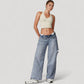 Seamless Ribbed Knit Halter Crop Top with V-Neckline and Built-In Support
