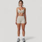 Scoop Neck Sports Bra with Adjustable Straps and Smooth Stretch Fit
