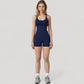 Scoop Neck Sports Bra with Adjustable Straps and Smooth Stretch Fit
