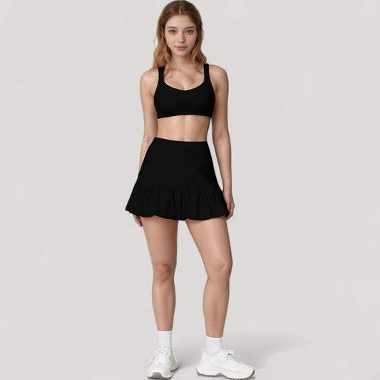 High Neck Sports Bra with Cutout Back Detail and Wide Underband for Medium Support