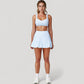 High Neck Sports Bra with Cutout Back Detail and Wide Underband for Medium Support