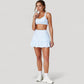 High Neck Sports Bra with Cutout Back Detail and Wide Underband for Medium Support