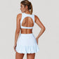 High Neck Sports Bra with Cutout Back Detail and Wide Underband for Medium Support
