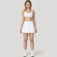 High Neck Sports Bra with Cutout Back Detail and Wide Underband for Medium Support