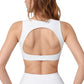 High Neck Sports Bra with Cutout Back Detail and Wide Underband for Medium Support