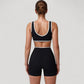 High Waist Crossover Athletic Shorts with Stretch Fabric and Flattering V Front Waistband