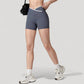 High Waist Crossover Athletic Shorts with Stretch Fabric and Flattering V Front Waistband