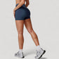 High Waist Crossover Athletic Shorts with Stretch Fabric and Flattering V Front Waistband