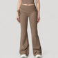 Drawstring Ruched Waist Flared Leg Pants Stretch Fabric Active Yoga Lounge Bottoms