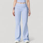Drawstring Ruched Waist Flared Leg Pants Stretch Fabric Active Yoga Lounge Bottoms