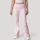 Drawstring Ruched Waist Flared Leg Pants Stretch Fabric Active Yoga Lounge Bottoms